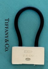 Tiffany  Co. Keyring 1837 Padlock Chain Rubber Sterling Silver 925