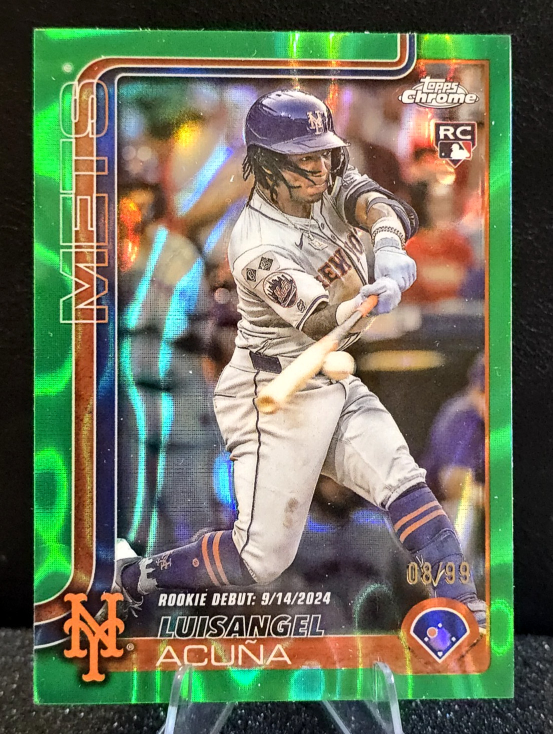 Luisangel Acuna 2025 Topps Chrome Update Green Lava /99 Rookie Debut Mets