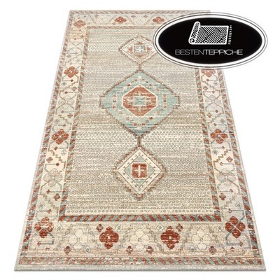 Originale 100% Wolle Teppich 'SOHO' Boho vintage Aztec beige beste Qualität