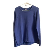 Athleta Womens M Blue Fleece Lined Pullover Sweatshirt Long Sleeve Top Soft