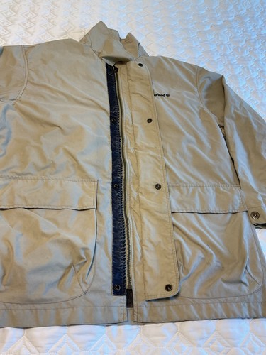 Timberland Weather Gear Luxury Zip Up Button Up Beige Collared Jacket Size S - Picture 3 of 14