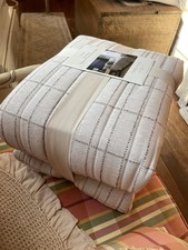 NEW Threshold Full Queen Flannel Windowpane Quilt Neutral Beige Plaid