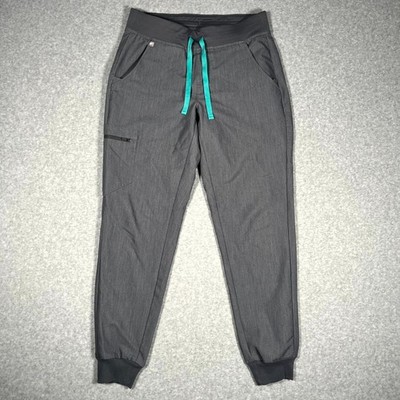 FIGS Zamora Jogger Scrub Pants Women Small Gray Technical Tapered Leg Drawstring