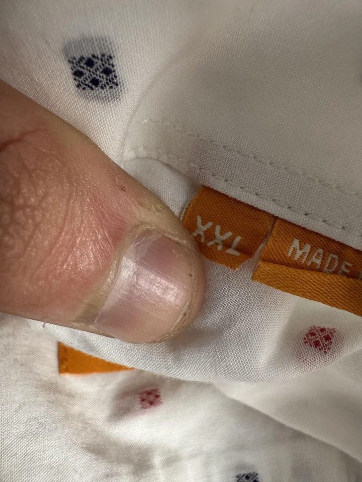 BOSS Hugo Boss Shirt Mens 2XL White Slim Fit Short Sleeve Pattern Cotton - Image 3 of 4