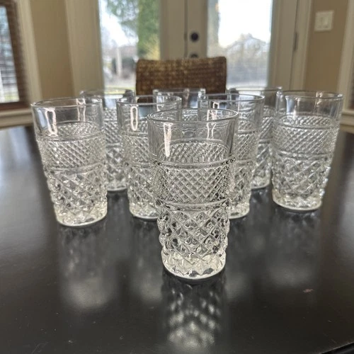 Set of 8 Vintage Anchor Hocking Wexford Clear Glass Iced Tea Tumblers 5.5”