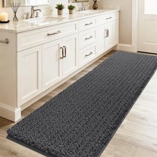 Accumtek Upgrade Luxury Grey Bathroom Rug Mat Gray 47.5X17 Ultra Soft Thick