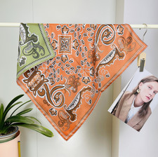 100 Twill Silk Shawl 65X65cm Bandanna Scarf totem Print Square Neckerchief Wrap