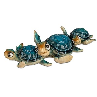 Dekofigur Schildkröten Familie Harry L. 21cm blau aus Kunststein Formano