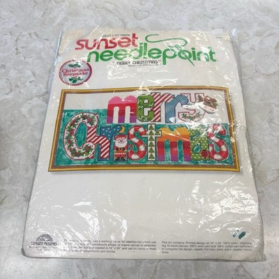 RARE Vintage 1978 Sunset Needlepoint Kit ~ Merry Christmas # 6070