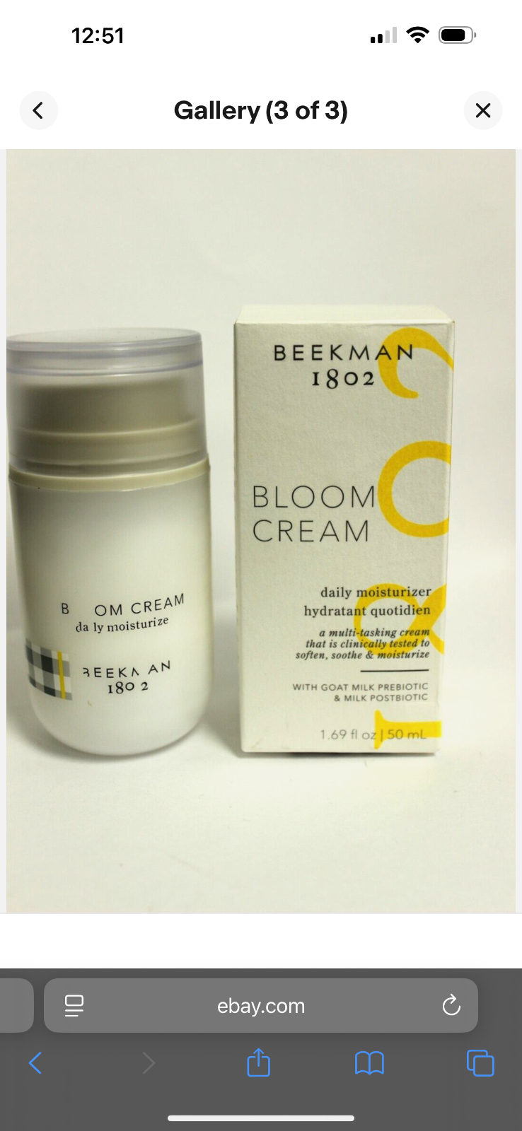 Beekman 1802 Bloom Cream Daily Hydrating Moisturizer 1.69 oz