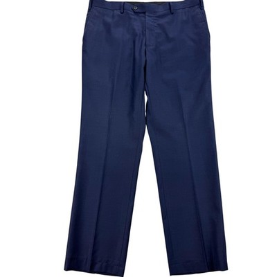 Spier & Mackay Dress Pants Mens 38x31 Blue Wool Lined Flat Front Office Business