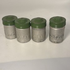 4 Vintage Kodak 35mm Film Canisters Tins Aluminum With Negatives Pan America