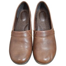 b.o.c. Born Concept Brown Leather Casual Slip On Clogs Comfort Shoes Women's 8M