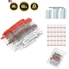 30 Values 300pc 1W Zener Diode Assorted Kit 3V 3.3V 3.6V 3.9V 4.3V 4.7V 5.1V ...