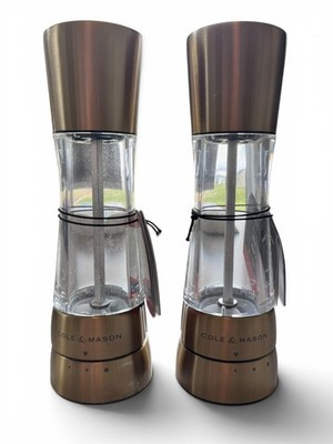 2 Pack Cole & Mason Derwent Matt Gold Salt & Pepper Mill Grinder New OB Blemish