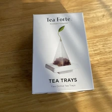 Tea Forte Accessory Collection Two Orchid Tea Trays White New 2.5in