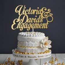 Personalised Engagement Celebration Acrylic Mirror Cake Topper Engaged Decor