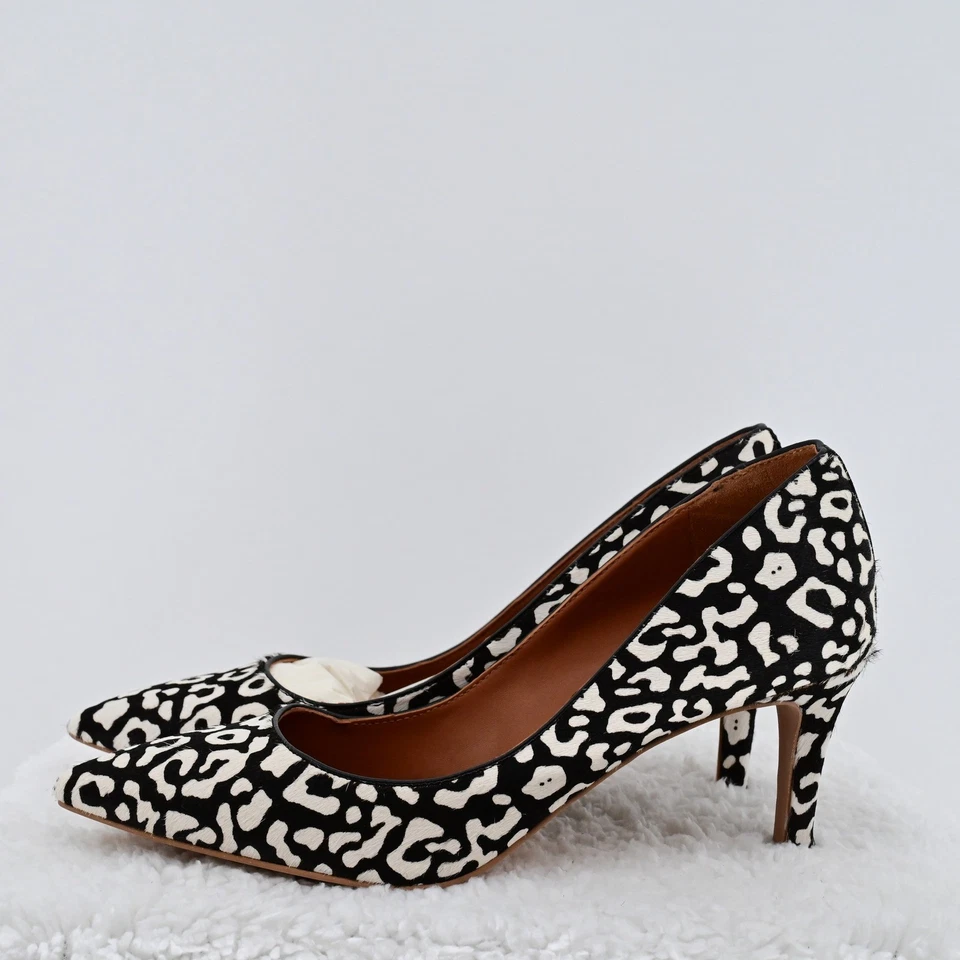 Zapatos de tacón de aguja en punta con estampado de leopardo blanco negro hechos a medida 9,5 Foto 2 de 4