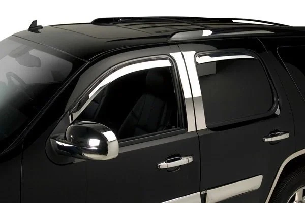 For Chevy Silverado 2500 HD 15-19 Window Visors In-Channel Element Chrome Front - Image 3 of 4
