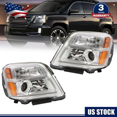 Left&Right Halogen Headlights W/ Bulbs For 2016-2017 GMC Terrain SLE/SLT Clear