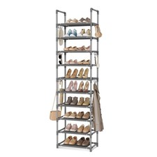 10 Tiers Tall Shoe Rack Holds 20-25 Pairs of Shoes Sturdy Vertical Shoe Organ...