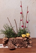 albero presepe siepe con fiori sughero accessori presepe