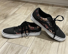 Vans Old Skool Low Top Sneakers Floral Black Suede Women s 7.5