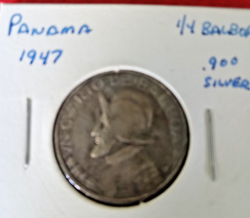 Foreign Coin       PANAMA 1947 1/4 Balboa  .900 SILVER  Circulated