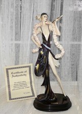 1970s A. Santini Italy Art Deco Lady Hand Painted Figurine COA #95 Marked Signed