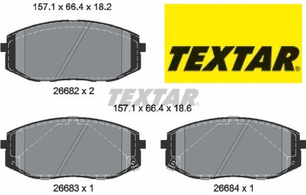 Textar 2668201 Bremsbelagsatz FüR Scheibenbremse Bremsbelagsatz FüR Hyundai-image