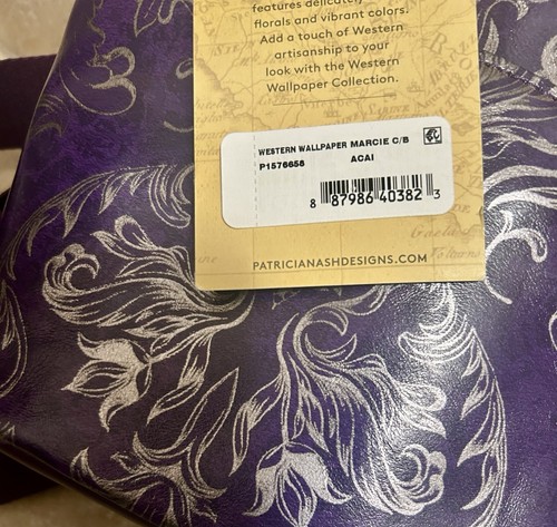 Patricia Nash MARCIE Leather Crossbody Bag-Acai Purple Floral~NWT - Picture 10 of 11