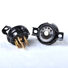 USA 2pcs 9Pin Gold CMC Vacuum Tube Socket 12AX7 ECC82 6DJ8 6922 HIFI Audio Amp