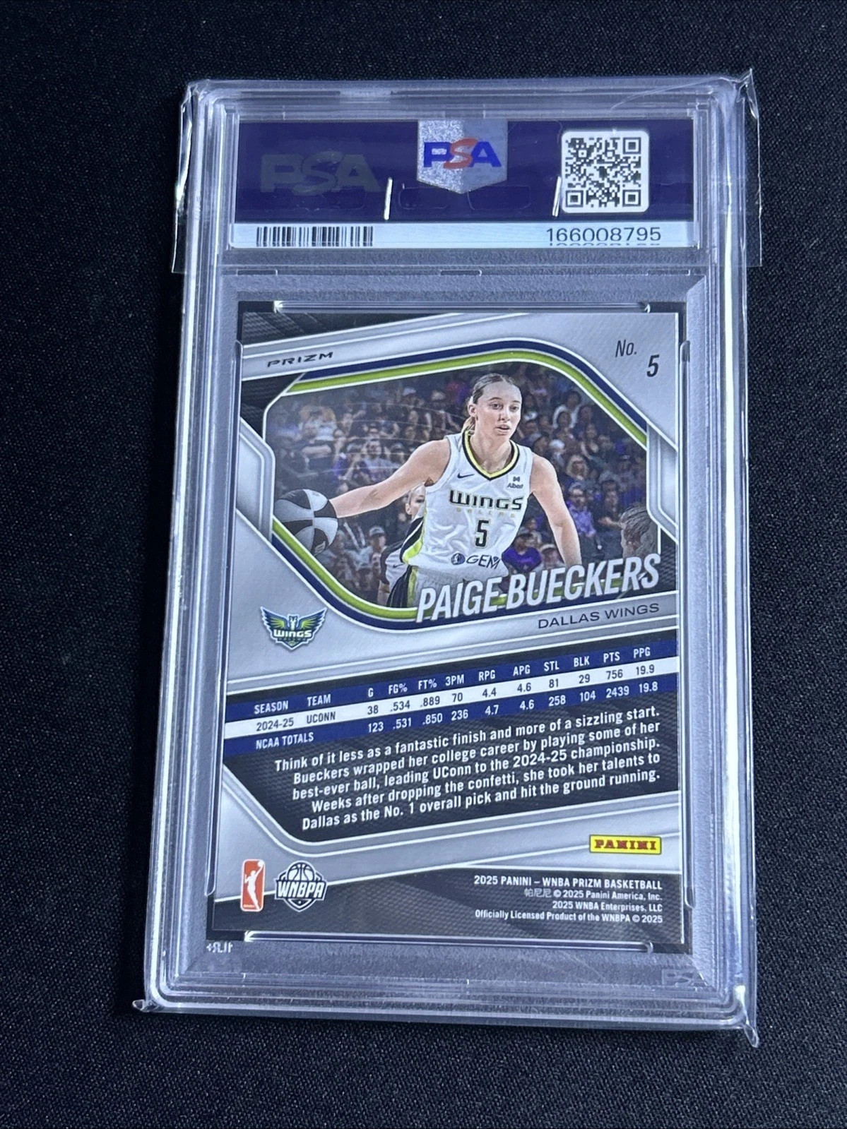 2025 Prizm WNBA - Paige Bueckers RC #147 - White Seismic - PSA 9 Mint CENTERED view 2