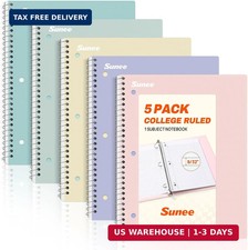 SUNEE Spiral Notebooks, 1-Subject, 5 Pack, Co...