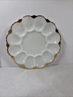 Vintage Anchor Hocking Milk Glass Deviled Egg Plate with Gold Trim