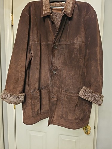 VINTAGE! MEN'S CLUB ROOM Leather/Sherpa Lined/ 3/4 Length Jacket/ Deep Brown XXL - Picture 5 of 23