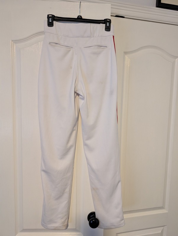 Champro Men's S Open Bottom Baseball Pant White with Red Piping