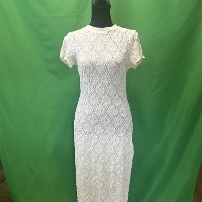 Blanc Clothing Cream Lace Short Sleeve Dress Size Large