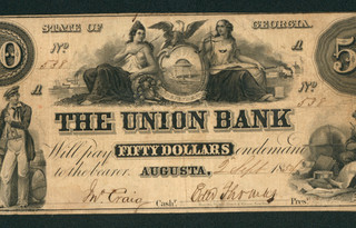 $50 1854 The Union Bank Georgia Obsolete Banknote CURRENCY