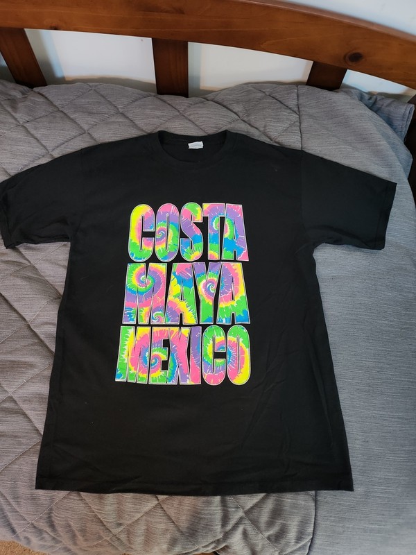 Costa Maya Mexico Men's Crew Short Sleeve Cotton Knit Graphic T-Shirt Black L