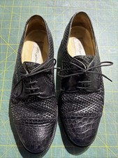 Mezlan Crocodile Derby Shoes | Basket Weave | Cap Toe | Men’s 9.5 W | Black