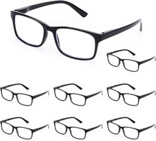 8 PK Men's Unisex Blue Light Blocking Reading Glasses Black Spring Hinge Readers