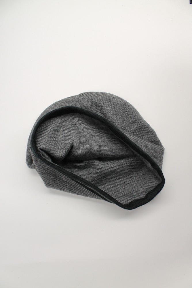 Thin basic gray black winter beanie cap stripe cu… - image 4