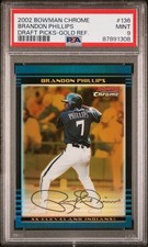 2002 Bowman Chrome Draft Brandon Phillips RC ROOKIE GOLD REFRACTOR /50 PSA 9