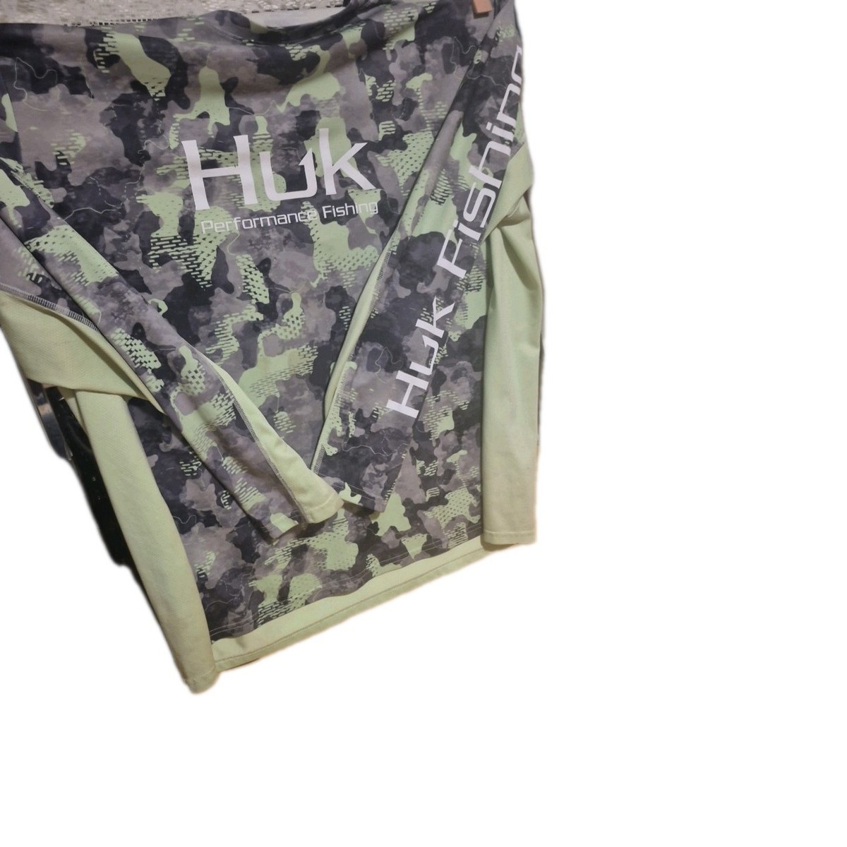 Chemise De Pêche Huk Performance Fishing, Manches Longues, Camouflage Vert Chêne, Taille XL