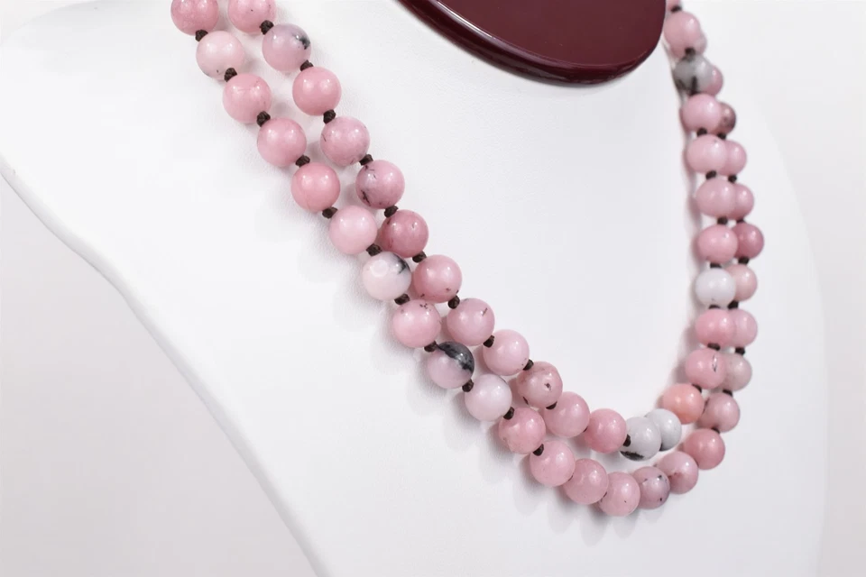 34 in Endless 8mm Natural Rhodonite Bead Necklace Hand Knotted - Image 4 of 4