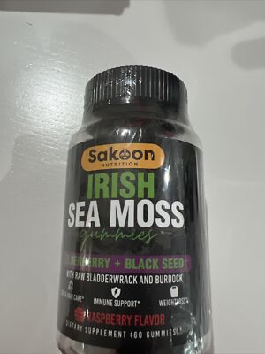 Sakoon nutrition Irish Sea Moss gummies Raspberry )& Black Seed Oil Free Ship!