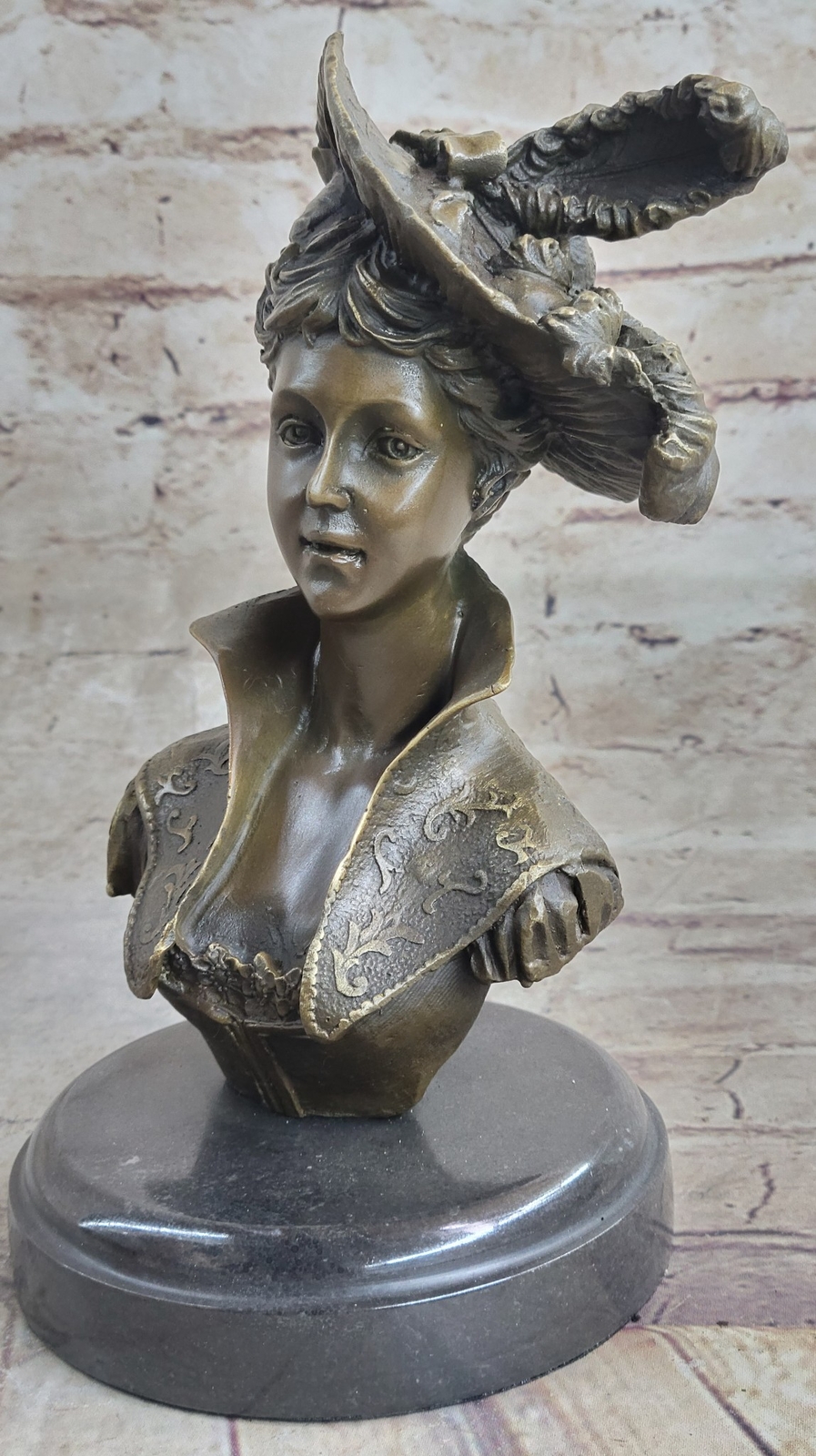 Solid Bronze Sculpture Spelter Art Deco Bust Classy Girl Statues Figure Artwork