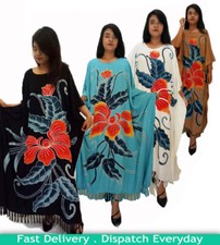 New Summer Amazing Beautiful Black ORCHID Flower Buttersoft Long Kaftan Dress