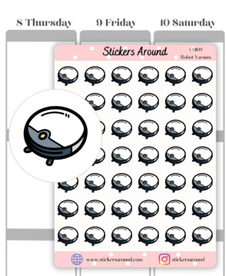 Robot Vacuum Cleaner Stickers, Roomba Sticker, Calendar and Journal Sticker